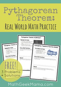 three pages with text that says, pythagorean theory real world math practice