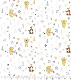 winnie the pooh fabric with stars and trees