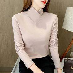 Hight Neck Basic Sweater – BEYOND Versatile V-neck Tops For Winter, Winter Stretch Tops In Solid Color, Fitted Plain Tops For Winter, Comfortable Long Sleeve Winter Tops, Winter V-neck Top, Comfortable Fitted Tops For Fall, Beige Long Sleeve Tops For Winter, V-neck Tops For Workwear In Winter, V-neck Tops For Winter Workwear