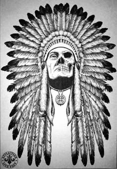 Native American Warrior Tattoos, Native American Svg, Indian Skull Tattoos, Rabe Tattoo, Native American Tattoo Designs, Indian Tattoo Design, Headdress Tattoo, 42 Tattoo