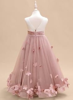 Satin Flower Girl Dress, Ball Gowns Princess, Satin Flowers, Flower Girl Dress, Girl Dress, Floor Length, Ball Gowns, Flower Girl, Flower Girl Dresses