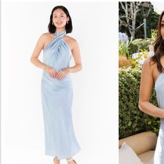 Jasmine Dress, Blue Bridesmaid Dress, Cross Neck, Mumu Dress, Halter Midi Dress, Satin Color, Show Me Your Mumu, Show Me Your, Steel Blue