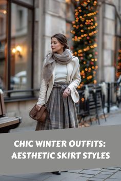 Long Skirt Cold Weather Outfit, Mid Skirt Outfits, Winter Midi Skirt Outfit, Outfits For Short Women, Aesthetic Skirt