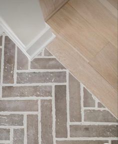 a bathroom floor that has some kind of tile on the ground in front of it