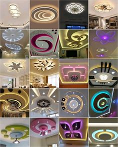 many different types of ceiling lights in various shapes and sizes