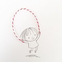 Children Sketch, Simple Girl, Jump Rope, Childrens Art