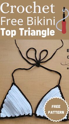 This pattern makes it easy to create a triangle bikini top that comes in two cup coverage options - full or minimal. It is suitable for sizes A-DD and XS-3X. Swimsuits Crochet, Top Pattern Free, Swimsuit Crochet, Crochet Tips, Crochet Triangle, Crochet Halter