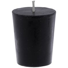 a black candle with a white stick sticking out of it's top and bottom