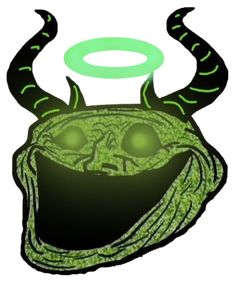 an image of a green devil with horns