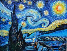 the starry night painting is shown in this image