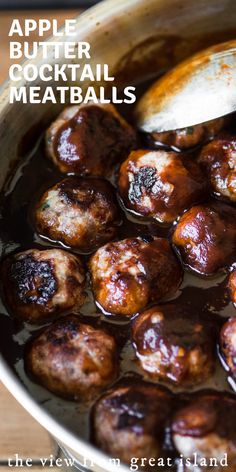 an apple butter cocktail meatballs recipe in a pot