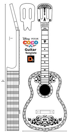 the guitar is cut out and ready to be used as a paper model for children's crafts