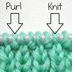 an instagram page with the words purl and knit on it, including two arrows pointing