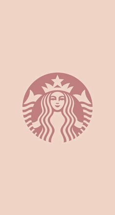 the starbucks logo is shown in pink and brown colors, with stars on it's head