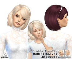 three different styles of hair for females in various colors and sizes, including blondes