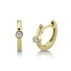 Shy Creation Jewelry - 0.06CT DIAMOND BEZEL HUGGIE EARRING | Manfredi Jewels Contemporary Fine Jewelry, Diamond Huggie Earrings, Diamond Huggies, Diamond Fashion Rings, Rose Gold Metal, Huggie Earrings, Bezel Diamond, Rose Gold Diamonds, Fine Jewellery Earrings