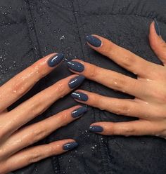 Stone Blue Nails, Navy Blue Nails Aesthetic, Denim Blue Nails, Sapphire Nails, Dark Blue Nails, Navy Nails, Navy Blue Nails, Pretty Nail Colors, Short Coffin Nails