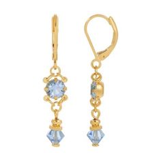 A stunning set of earrings made perfect for spring and summer! Featuring brilliant Austrian crystals in round and lantern shapes, which are linked to each other and the lever back closure. | 1928 Jewelry Gold Tone LT. Blue Drop Earrings Baby Blue Earrings, Blue Drop Earrings, Antique Locket, 1928 Jewelry, Vintage Inspired Jewelry, Crystal Drop Earrings, Fashion Jewelry Earrings, Jewelry Companies, Rose Earrings