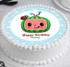 a birthday cake with a cartoon character on it