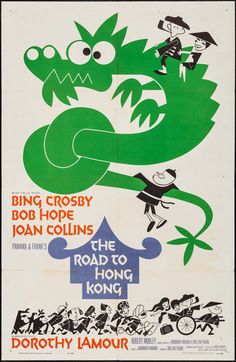 the road to hong kong movie poster, with an alligator attacking a man on his head