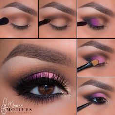 Spring Makeup Tutorial, Summer Eye Makeup, Make Up Designs, Makeup Pictorial, Make Up Tutorials, Purple Eye Makeup, Pink Eye Makeup, Pink Eye, Eye Makeup Steps