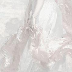 a painting of a woman in a white dress