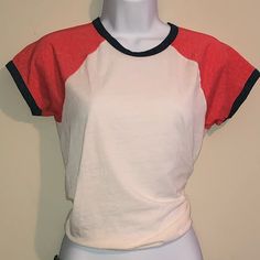 New With Tag Extra Small American Eagle Outfitters Top Red Color Block T-shirt For Summer, Red Sporty Color Block Top, Sporty Red Color Block Top, Red Color Block Tops For Summer, American Eagle Shirt, Athleisure Tops, Flowy Shirt, Eagle Shirts, Muscle Shirts