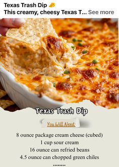 the recipe for this mexican dip is shown