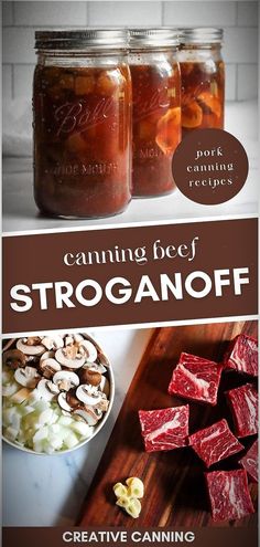 canning beef stroganooffi in mason jars