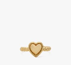 The prettiest display of affection: this playful ring featuring a high-shine heart. | Kate Spade Golden Hour Heart Ring - 7 Kate Spade Elegant Gold Ring, Elegant Kate Spade Gold Rings, Twisted Band, Women Accessories Jewelry, Golden Hour, Heart Ring, Women's Accessories, Jewelry Box, Cubic Zirconia