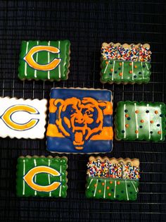 decorated cookies with chicago bears and green bay packers