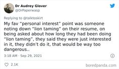 a tweet from dr audrey glover on twitter about his personal interest