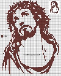 the face of jesus is depicted in this cross stitch pattern, which has been designed to look