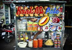 a vending machine with food and drinks on display