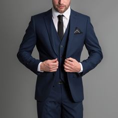 ONESIX5IVE Slim Fit Blue Puppytooth Three Piece Suit - Partywear - Clothing - Casualwear | Slaters Colored Suits, Dark Blue Suit, Blue Suit Men, Blue Suit Wedding, Suit Blue, Groom Tuxedo, Navy Blue Suit, Vest And Tie, Groomsmen Suits