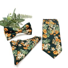 Dark Olive Green Floral Tie, Burnt Orange Floral Tie, Wedding  Tie, Groomsmen Neckties, Wedding Floral Tie, Groomsmen Gift, Pocket Square ■ All our neck ties can be made in the following dimensions,   BOWTIE DIMENSIONS: ADULT, 2.75" (7cm) wide at its widest point and 61" (155cm) long - standard length and width. Hand rolled and hand sewn. Do you need a special color? Please contact me. » Wedding days (groom and groomsman), Birthday parties, Graduation days etc. We accept special orders for your Floral Tie Groomsmen, Floral Tie Wedding, Green Fall Weddings, Green Floral Tie, Green Bowtie, Floral Bowtie, Green Ties, Floral Ties, Floral Necktie