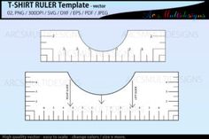 the t - shirt ruler template for sewing and quilting is shown in this image