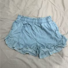 Aerie, Size Small, Blue, Great Condition, Never Worn Blue Relaxed Fit Jean Shorts For Summer, Light Blue Summer Bottoms With Elastic Waistband, Summer Bottoms With Elastic Waistband In Light Blue, Light Blue Elastic Waistband Bottoms For Summer, Blue Elastic Waistband Jean Shorts For Summer, Blue Jean Shorts With Elastic Waistband For Summer, Relaxed Fit Medium Wash Bottoms For Vacation, Medium Wash Relaxed Fit Bottoms For Vacation, Light Blue Casual Vacation Bottoms