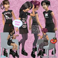 Sims 3 Grunge Cc, Emo Sims4 Cc, Sims 2 Emo Cc, Goth Kids Clothes, Emo Pics, Sims 4 Cc Goth, Grunge Kids, Sims 4 Decades Challenge, Basic Clothes