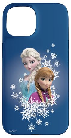 two frozen princesses with snowflakes on blue case for the samsung s6