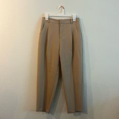 New Without Tags! Never Worn Open To Offers! Casual High Waist Beige Dress Pants, Casual Beige Straight Dress Pants, Beige Office Bottoms With Pockets, Beige Dress Pants With Pockets For Work, High Waist Khaki Bottoms For Office, High-waist Khaki Bottoms For Office, Summer Business Casual Khaki Pants, Trendy Beige Business Casual Bottoms, Khaki Office Pants With Pockets