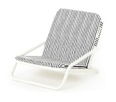 a white and black striped chair on a white background