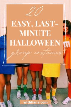 four girls in halloween costumes with the words 20 easy last - minute halloween scraps