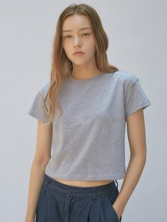 Composition : COTTON 100%Color : white,gray,blueCountry of Origin : Republic of Korea Crop T Shirt, Crop Tshirt, Color White, Composition, Top Outfits, The Originals, Clothes For Women, Grey, T Shirt