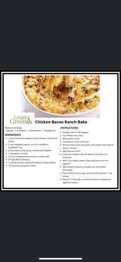 the recipe for chicken bacon ranch bake