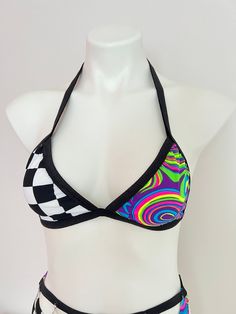 Unleash Your Funky Flow with this Unique Rave Bralette!  This eye-catching top comes in two electrifying styles: a bold checkered wrap bralette or a swirling tie-dye masterpiece. Crafted for comfort and confidence, it's the perfect foundation for your next festival adventure. Embrace the Funky Spirit: Two Groovy Styles: Choose between a classic checkered pattern or a mesmerizing tie-dye design to match your unique vibe. Flattering OPTIONAL Wrap Design: The adjustable wrap style offers a customiz Rave Outfit Women, Rave Outfits Women, Get Funky, Batik Design, Rave Outfit, Clown Costume, Perfect Foundation, Tie Dye Designs, Tie And Dye