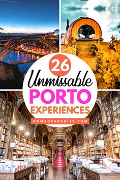 the inside of a library with text overlay that reads 25 unmissable porto experiences