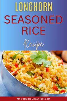 Seasoned rice in a serving dish Longhorn Rice Pilaf Recipe, Longhorn Rice, Steakhouse Rice, Seasoned Rice Recipe, Longhorn Steakhouse Recipes, Steakhouse Recipes, Pilaf Recipe, Longhorn Steakhouse