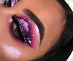 clouds, eyebrows, and eyelashes image Cloud Makeup, Purple Makeup, Eye Makeup Designs, Black Makeup