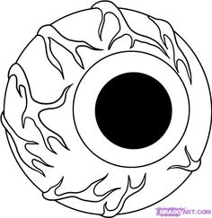 a black and white drawing of a donut with flames on the outside, as well as an oval hole in the middle